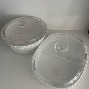Corningware vintage 1.5 Qt Oval Divided Casserole w/Glass Lid, CorningWare F-6-B